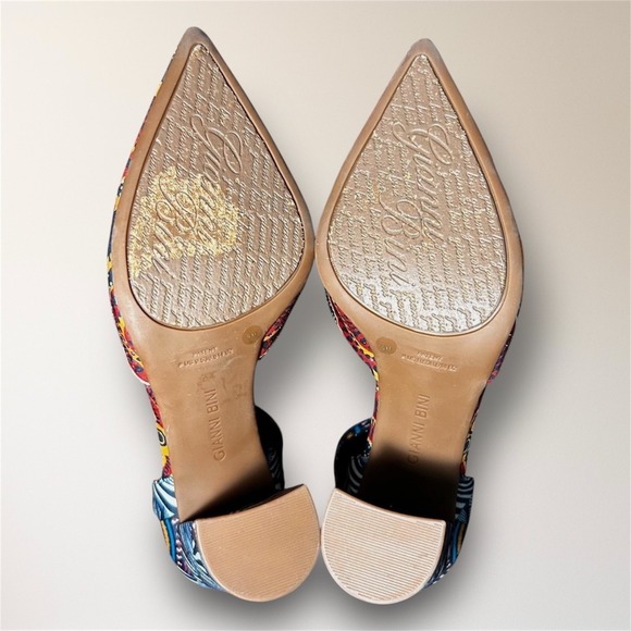 Gianni Bini Bronlynn 9M African Print Block Heel Ankle Strap Pumps Festival - Picture 9 of 9